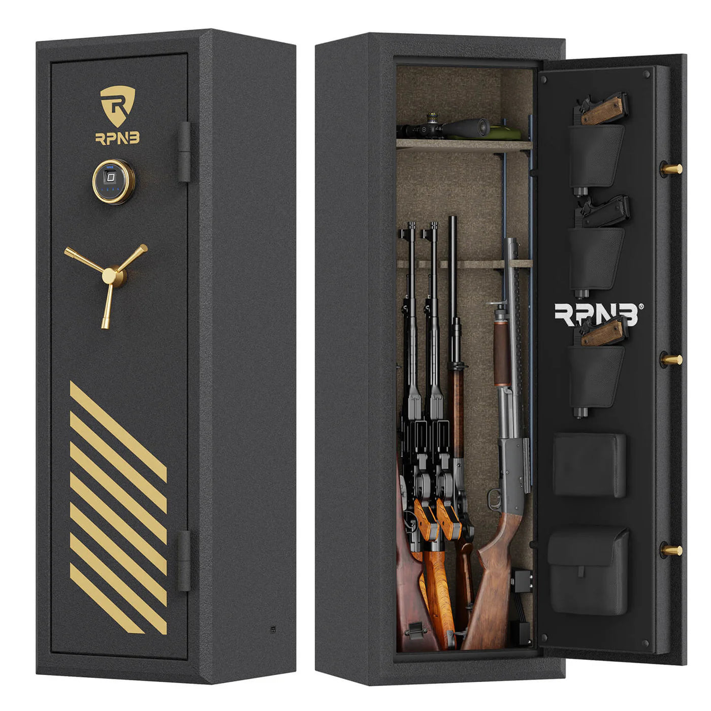 RPNB Biometric 10-Gun Safe for Pistols and Rifles RPFS10 RPNB Black  - USASafeAndVault