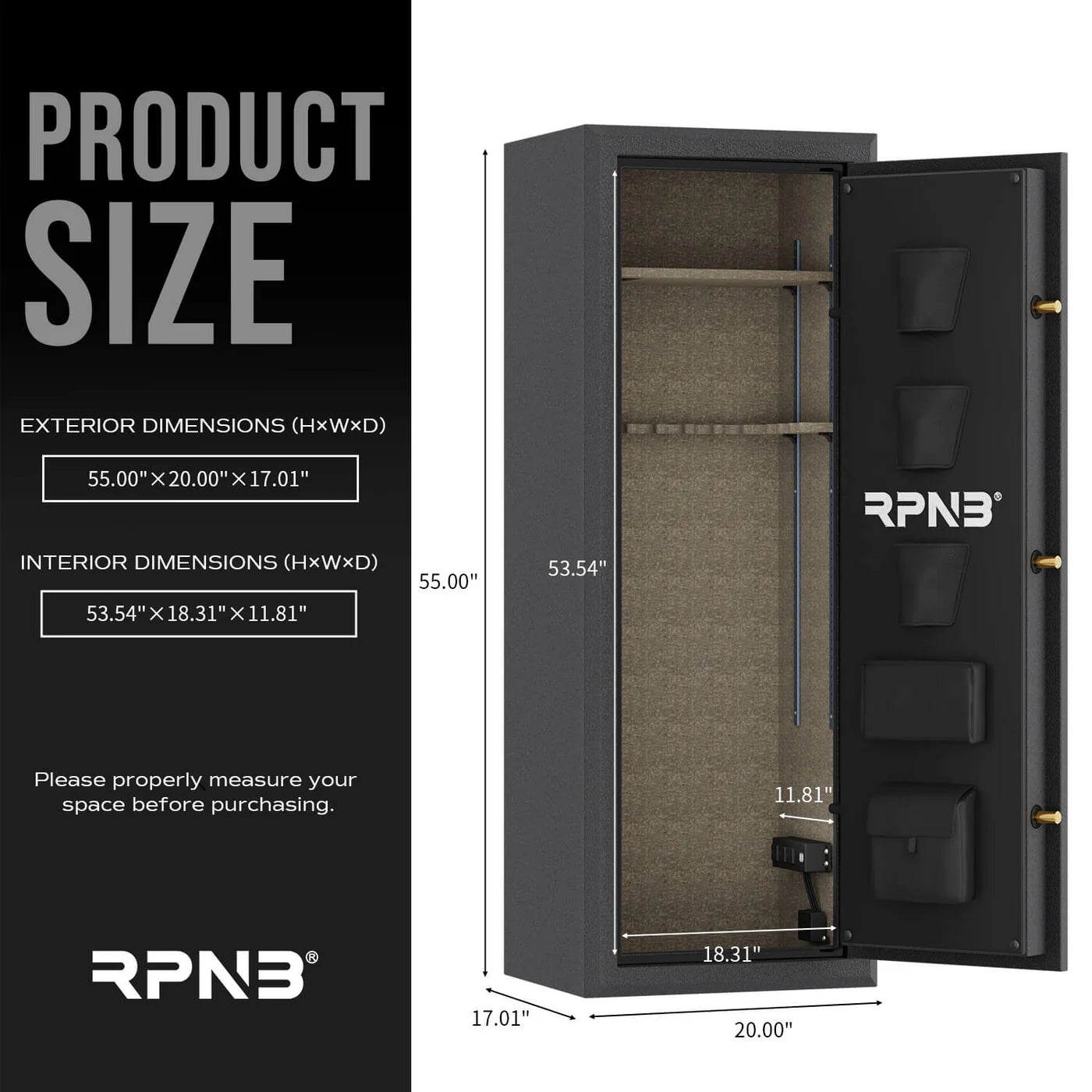 RPNB Large Biometric Gun Safe for Pistols and Rifles RPFS14 RPNB   - USASafeAndVault