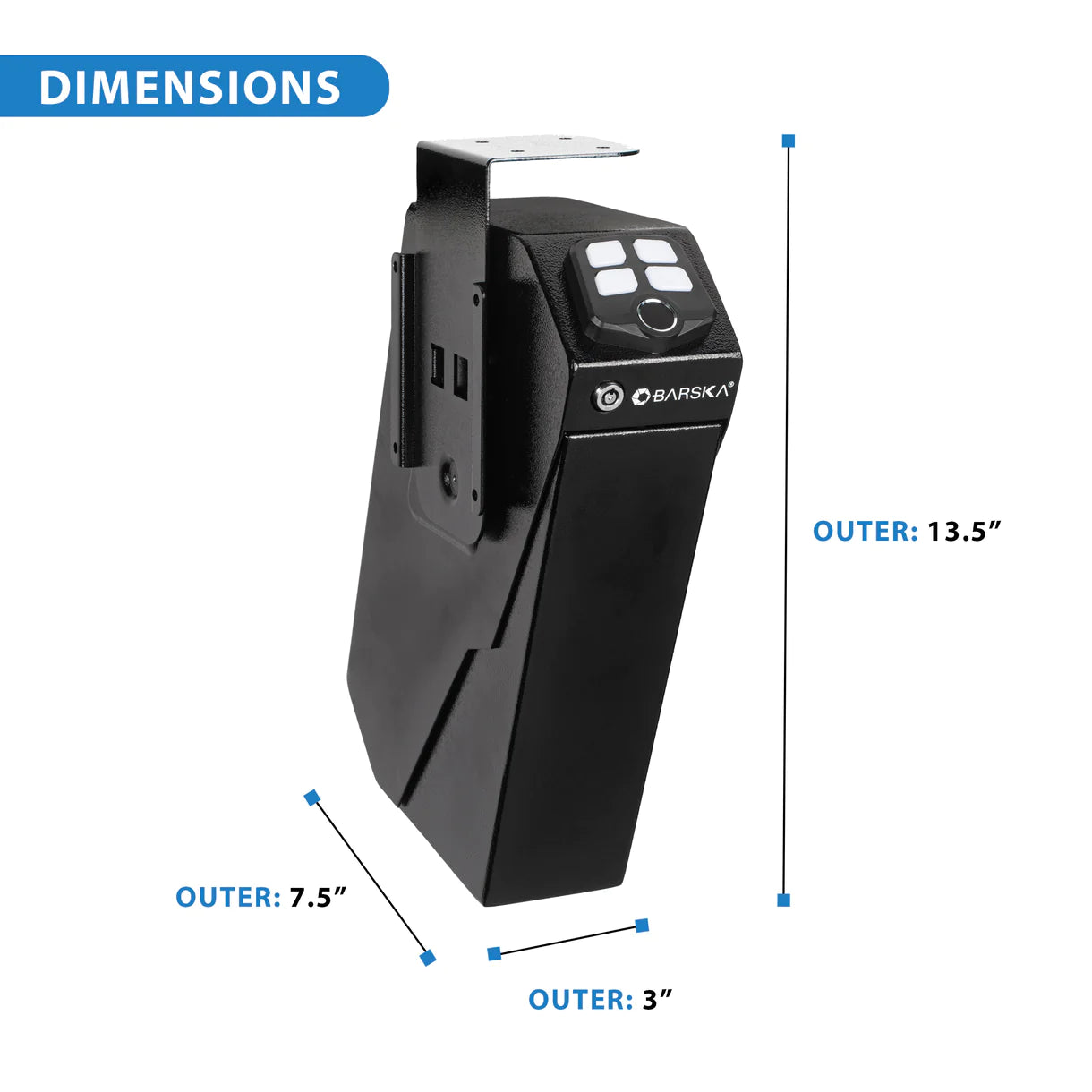 Barska Quick Access Biometric Keypad Handgun Desk Safe AX13092 Barska   - USASafeAndVault