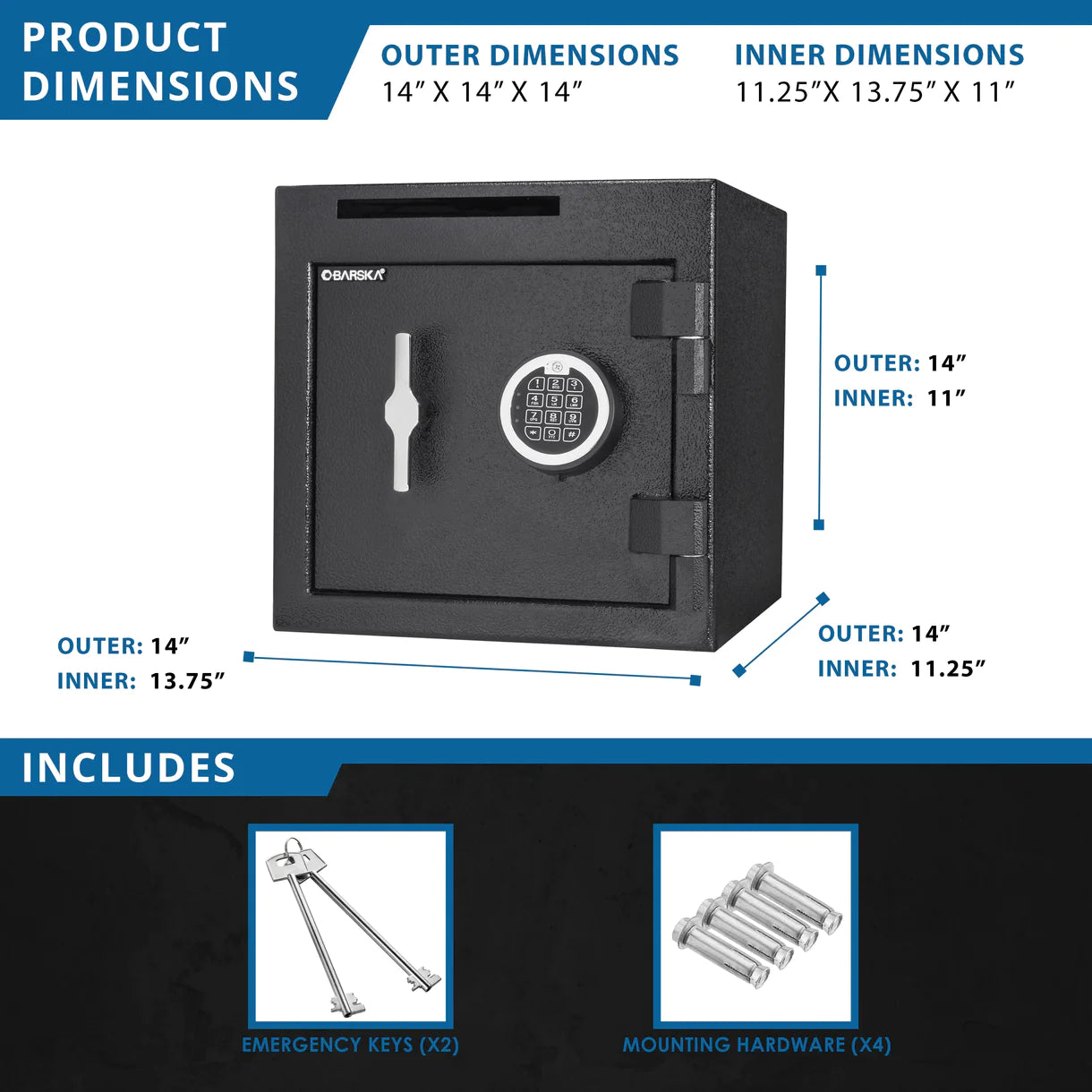 BARSKA Digital Keypad Slot Depository Safe AX13314 Barska   - USASafeAndVault