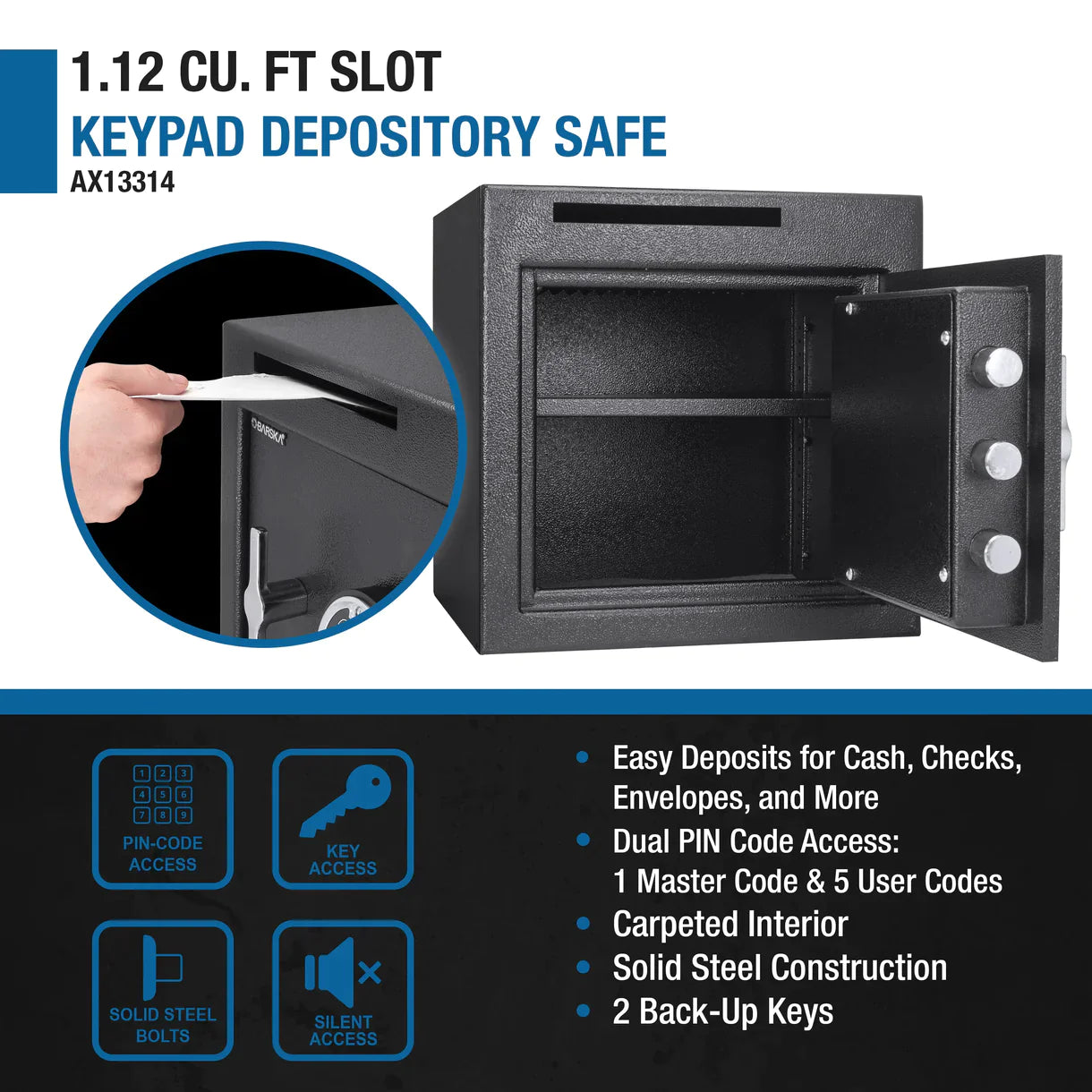 BARSKA Digital Keypad Slot Depository Safe BRAX13314 - Refurbished Barska   - USASafeAndVault