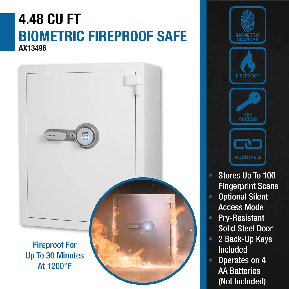 Barska Biometric Fireproof Security Safe AX13496 Barska   - USASafeAndVault