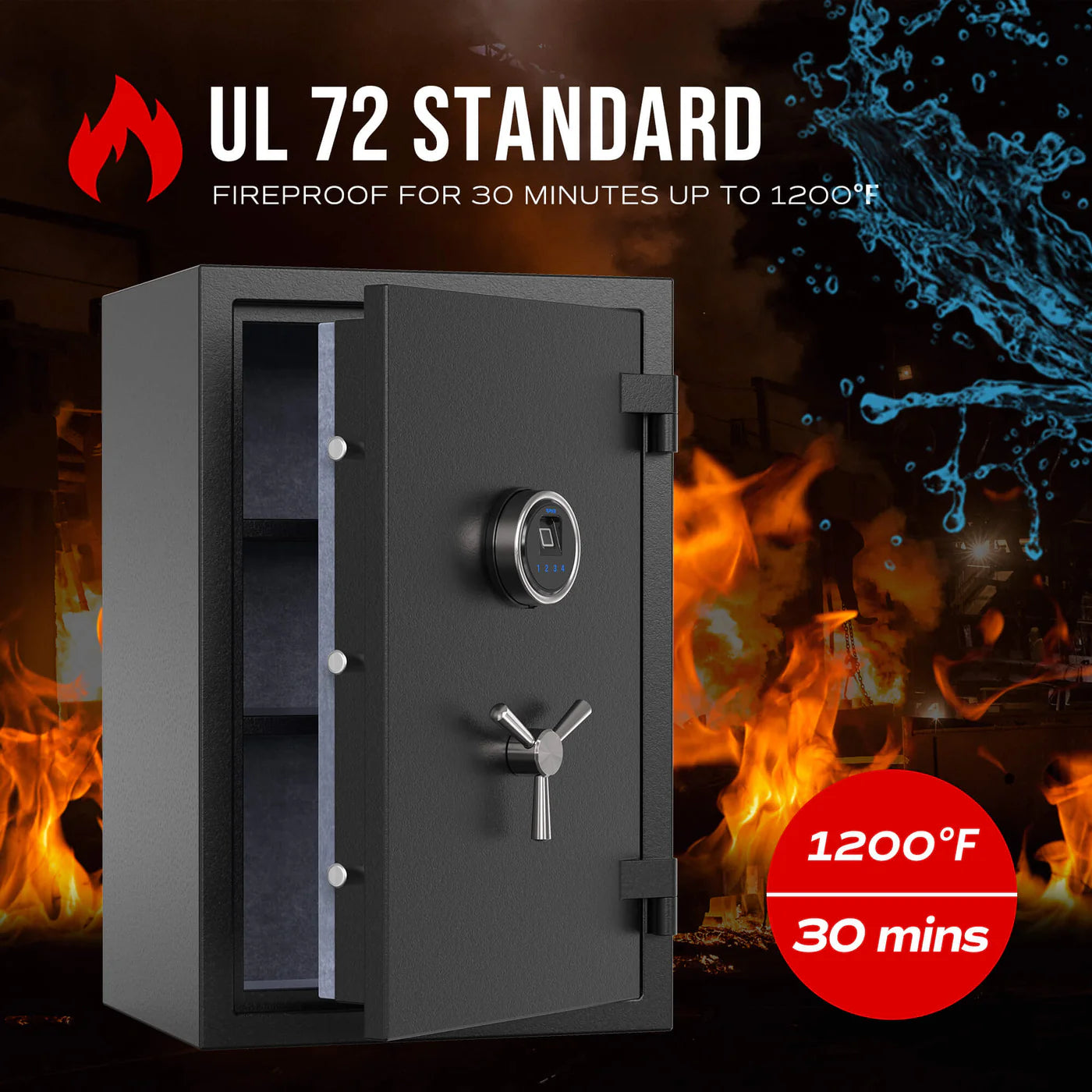 RPNB Large Fireproof Biometric Home Safe RPFS66 RPNB   - USASafeAndVault