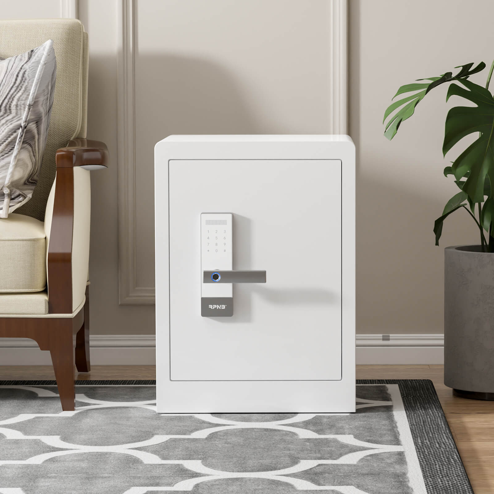 RPNB Fingerprint Home Safe - White - RPHS60W RPNB - USASafeAndVault