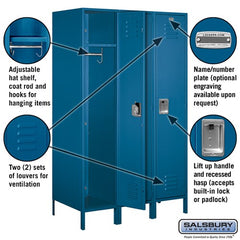 Salsbury 18" Wide Single Tier Standard 6 ft x 21" Deep Metal Locker 18-51361 Salsbury   - USASafeAndVault