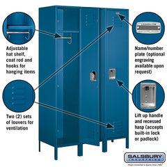 Salsbury 18" Wide Single Tier Standard 6 ft x 18" Deep Metal Locker 18-51368 Salsbury   - USASafeAndVault