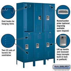 Salsbury 18" Wide Double Tier Standard 6 ft High x 18" Deep Metal Locker 18-52368 Salsbury   - USASafeAndVault