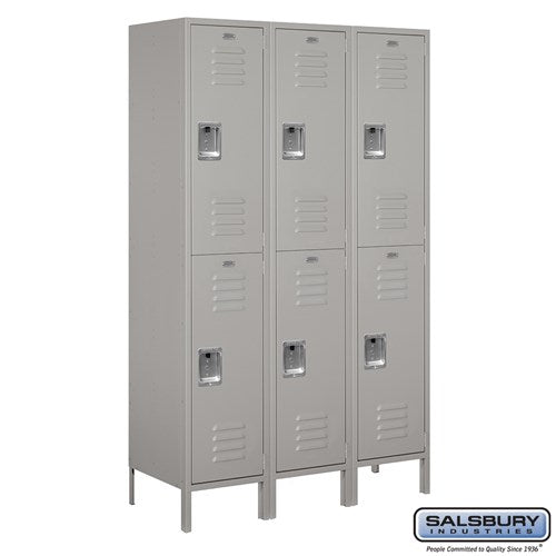 Salsbury 18" Wide Double Tier Standard 6 ft High x 18" Deep Metal Locker 18-52368 Salsbury Gray Unassembled - USASafeAndVault