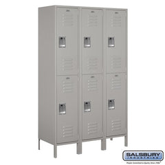 Salsbury 18" Wide Double Tier Standard 6 ft High x 18" Deep Metal Locker 18-52368 Salsbury Gray Unassembled - USASafeAndVault