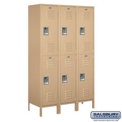 Salsbury 18" Wide Double Tier Standard 6 ft High x 18" Deep Metal Locker 18-52368 Salsbury Tan Unassembled - USASafeAndVault