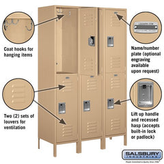Salsbury 18" Wide Double Tier Standard 6 ft High x 18" Deep Metal Locker 18-52368 Salsbury   - USASafeAndVault