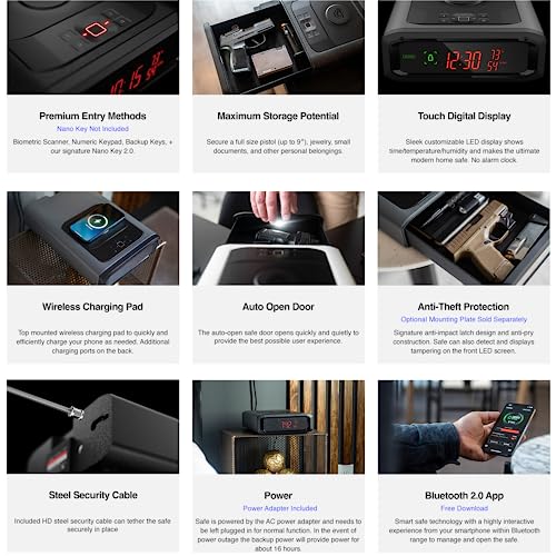 VAULTEK Smart Station Home Centric Biometric Smart Safe with Bluetooth 2.0 and Auto Open Drawer + Wireless Phone Charger (Covert Black) VAULTEK   - USASafeAndVault