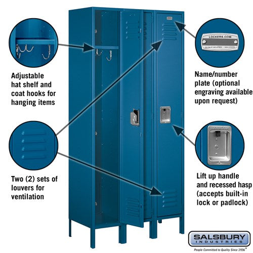 Salsbury 12" Wide Single Tier Standard 6 ft High x 15" Deep Metal Locker 61365 Salsbury   - USASafeAndVault