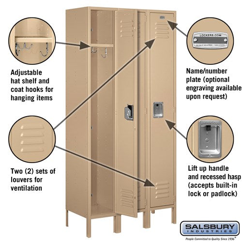 Salsbury 12" Wide Single Tier Standard 6 ft High x 15" Deep Metal Locker 61365 Salsbury   - USASafeAndVault