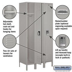 Salsbury 12" Wide Single Tier Standard 6 ft High x 15" Deep Metal Locker 61365 Salsbury   - USASafeAndVault