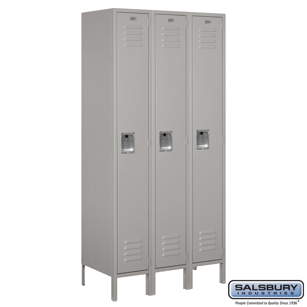 Salsbury 12" Wide Single Tier Standard 6 ft High x 15" Deep Metal Locker 61365 Salsbury Gray Unassembled - USASafeAndVault
