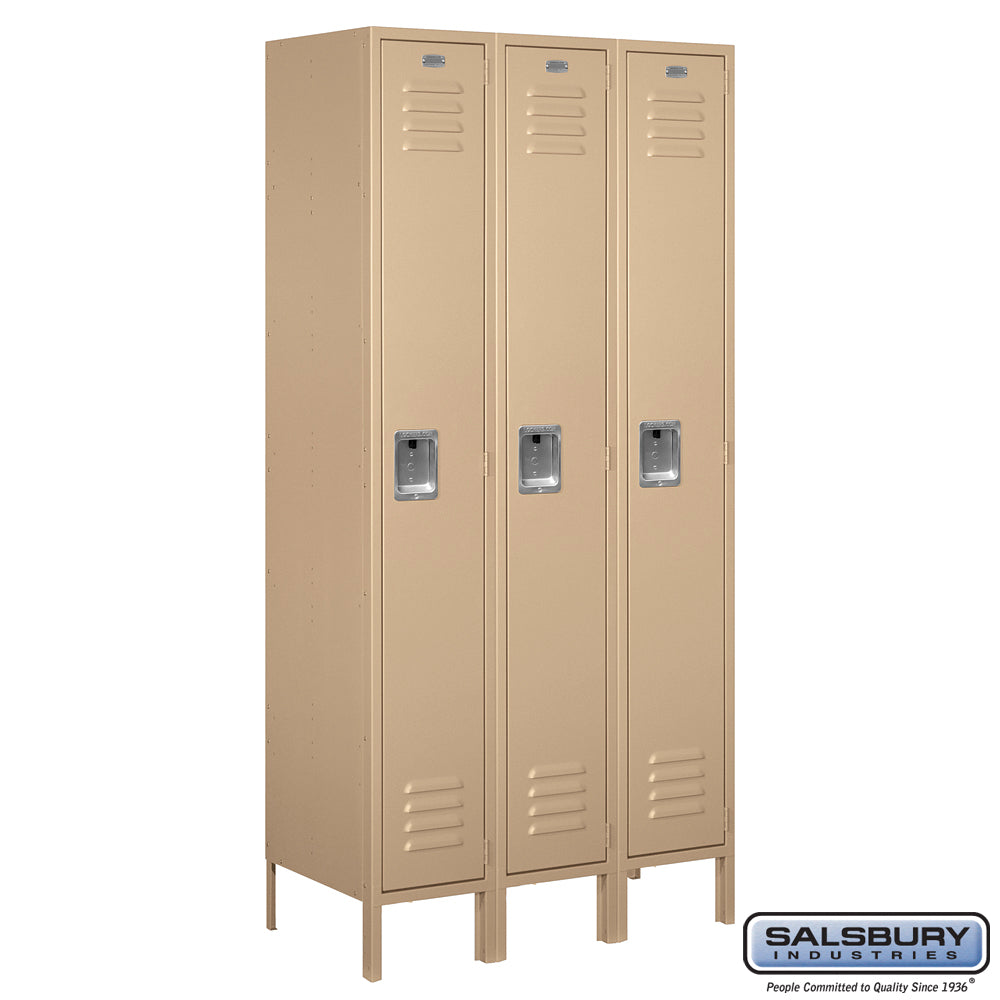 Salsbury 12" Wide Single Tier Standard 6 ft High x 15" Deep Metal Locker 61365 Salsbury Tan Unassembled - USASafeAndVault
