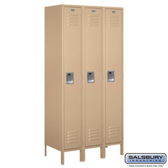 Salsbury 12" Wide Single Tier Standard 6 ft High x 15" Deep Metal Locker 61365 Salsbury Tan Unassembled - USASafeAndVault