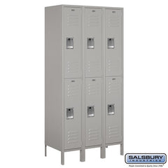 Salsbury 12" Wide Double Tier Standard 6 ft High x 18" Deep Metal Locker 62368 Salsbury Gray Unassembled - USASafeAndVault