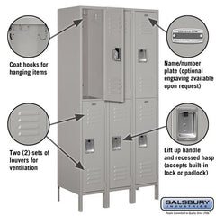 Salsbury 12" Wide Double Tier Standard 6 ft High x 18" Deep Metal Locker 62368 Salsbury   - USASafeAndVault