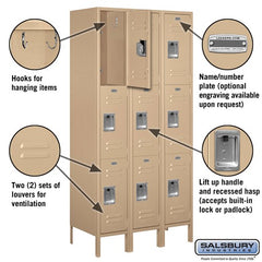 Salsbury 12" Wide Triple Tier Standard 6 ft High x 18" Deep Metal Locker 63368 Salsbury   - USASafeAndVault