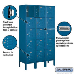Salsbury 12" Wide Five Tier Box Style Standard 5 ft High x 12" Deep Metal Locker 65352 Salsbury   - USASafeAndVault