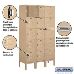 Salsbury 12" Wide Five Tier Box Style Standard 5 ft High x 12" Deep Metal Locker 65352 Salsbury   - USASafeAndVault
