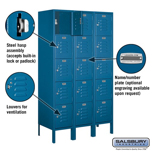 Salsbury 12" Wide Five Tier Box Style Standard 5 ft High x 15" Deep Metal Locker 65355 Salsbury   - USASafeAndVault