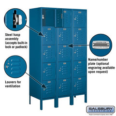 Salsbury 12" Wide Five Tier Box Style Standard 5 ft High x 15" Deep Metal Locker 65355 Salsbury   - USASafeAndVault