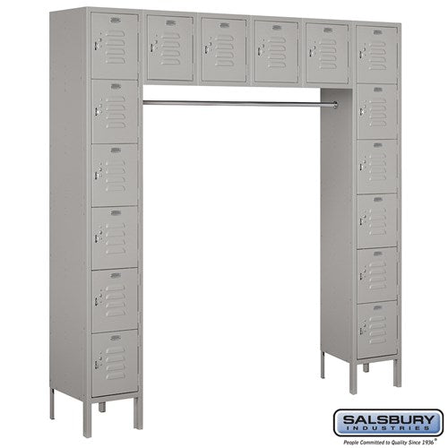 Salsbury 12" Wide Six Tier Box Style Bridge Standard 18" Deep Metal Locker 66016 Salsbury Gray Unassembled - USASafeAndVault