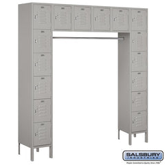 Salsbury 12" Wide Six Tier Box Style Bridge Standard 18" Deep Metal Locker 66016 Salsbury Gray Unassembled - USASafeAndVault