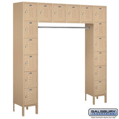 Salsbury 12" Wide Six Tier Box Style Bridge Standard 18" Deep Metal Locker 66016 Salsbury Tan Unassembled - USASafeAndVault