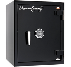 The AMSEC BF® Series Safe BF2116 offers 1 hour fire-rated burglary protection, featuring a digital keypad lock, chrome handle, and "American Security" logo on the front—perfect for securing your valuables.