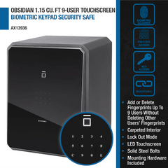 Barska Obsidian 1.15 Cu. ft Biometric Keypad Security Safe | AX13936 Barska - USASafeAndVault