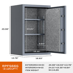 RPNB Large Fireproof Biometric Home Safe RPFS66 RPNB   - USASafeAndVault