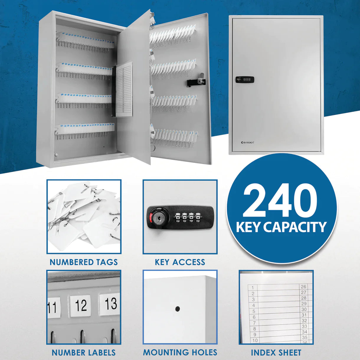 Barska 240 Keys - Cabinet Combination Lock White Tags BRCB13600 - Refurbished Barska   - USASafeAndVault