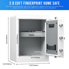 RPNB Fingerprint Home Safe - White - RPHS60W RPNB - USASafeAndVault