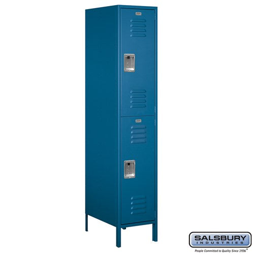 Salsbury 18" Wide Double Tier Standard 6 ft High 21" Deep Metal Locker 18-52161 Salsbury Blue Unassembled - USASafeAndVault