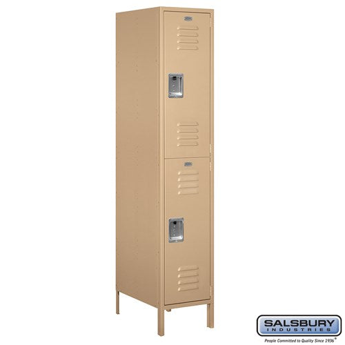 Salsbury 18" Wide Double Tier Standard 6 ft High 21" Deep Metal Locker 18-52161 Salsbury Tan Unassembled - USASafeAndVault