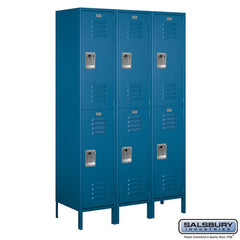 Salsbury 18" Wide Double Tier Standard 6 ft High x 18" Deep Metal Locker 18-52368 Salsbury Blue Unassembled - USASafeAndVault