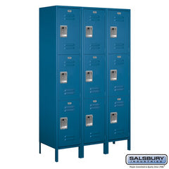 Salsbury 18" Wide Triple Tier Standard 6 ft x 18" Deep Metal Locker 18-53368 Salsbury Blue Unassembled - USASafeAndVault