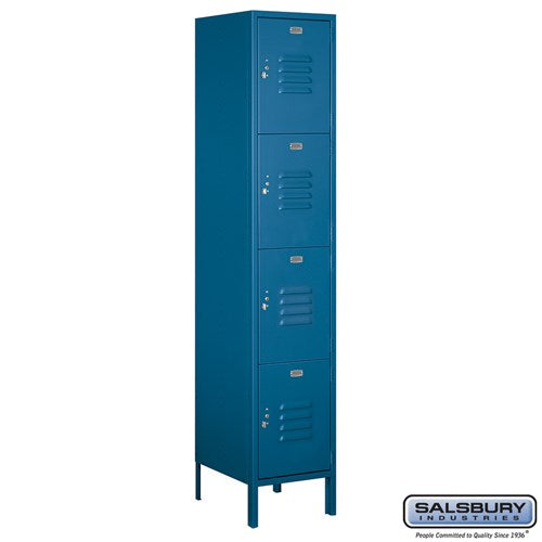 Salsbury 18" Wide Four Tier Standard 6 ft High 18" Deep Metal Locker 18-54168 Salsbury Blue Unassembled - USASafeAndVault