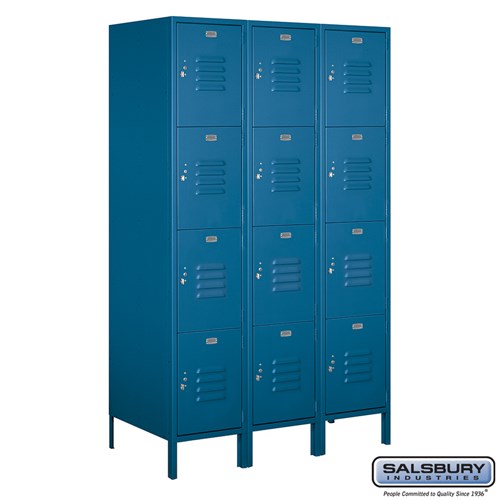Salsbury 18" Wide Four Tier Standard 6 ft High x 21" Deep Metal Locker 18-54361 Salsbury Blue Unassembled - USASafeAndVault
