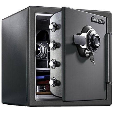 SentrySafe SFW123DSB Fireproof Safe and Waterproof Safe with Dial Combination 1.23 Cubic Feet Gray SentrySafe   - USASafeAndVault