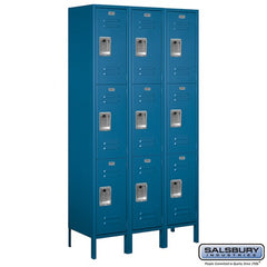 Salsbury 15" Wide Triple Tier Standard 6 ft High x 15" Deep Metal Locker 53365 Salsbury Blue Unassembled - USASafeAndVault