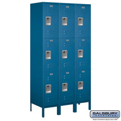 Salsbury 15" Wide Triple Tier Standard 6 ft High x 18" Deep Metal Locker 53368 Salsbury Blue Unassembled - USASafeAndVault
