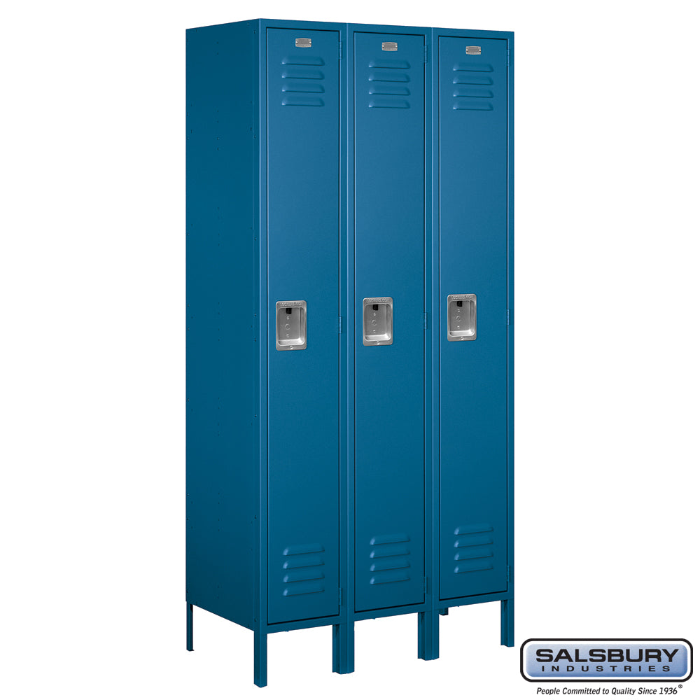 Salsbury 12" Wide Single Tier Standard 6 ft High x 15" Deep Metal Locker 61365 Salsbury Blue Unassembled - USASafeAndVault