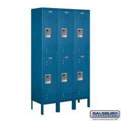 Salsbury 12" Wide Double Tier Standard 5 ft High x 12" Deep Metal Locker 62352 Salsbury Blue Unassembled - USASafeAndVault