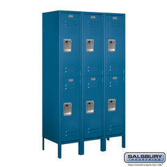 Salsbury 12" Wide Double Tier Standard 5 ft High x 15" Deep Metal Locker 62355 Salsbury Blue Unassembled - USASafeAndVault