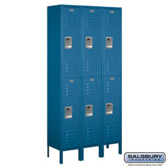 Salsbury 12" Wide Double Tier Standard 6 ft High x 12" Deep Metal Locker 62362 Salsbury Blue Unassembled - USASafeAndVault